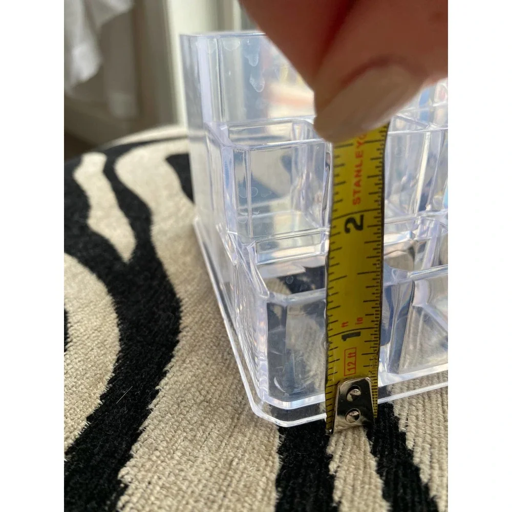 Clear plastic makeup storage organizer, 8.5 inches X 4.75 inches X 3 inches